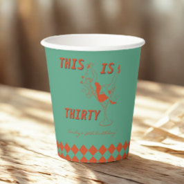 Orange & Green Retro Chic 30. Geburtstags-Party Pappbecher