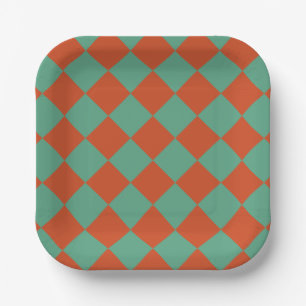Orange & Green Retro Chic Geburtstagsparty Pappteller