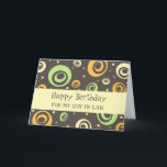 Orange Green Retro Son in Law Birthday Karte<br><div class="desc">Geburtstagskarte für Jurysohn mit lustigen grünen,  orangen und gelben Retromustern und nachdenklichem Vers.</div>