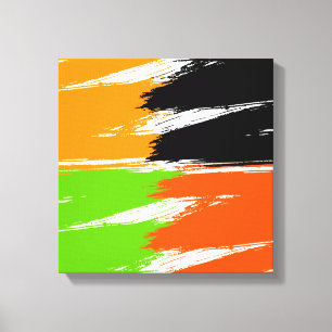 Orange Green Schwarz-weiß Brush Stroke Paint Leinwanddruck