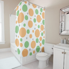 Orange Green Silver Geometric Circles Duschvorhang