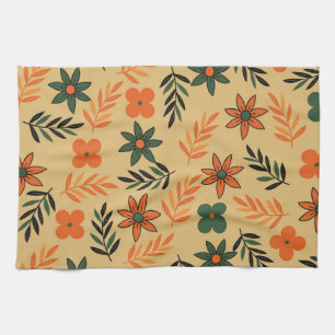 Orange Green Tropical Floral Botanical Summer Geschirrtuch