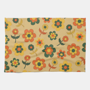 Orange Green Tropical Floral Botanical Summer Geschirrtuch