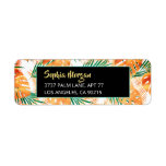 Orange & Green Tropical Leaves, Name & Address<br><div class="desc">Trendy orange and green tropical leaves with black box and teal trim with DIY gold name (or monogram) and white address. Click “Edit Using Design Tool” to change colors and type styles.</div>