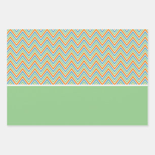 Orange Green und Blue Zickzack Geschenkpapier Set