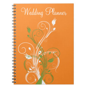 Orange Green White Floral Wedding Planner Notebook Notizblock