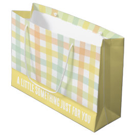 Orange Green Yellow Blue Pastel Modern Gingham Große Geschenktüte