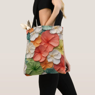 ORANGE GREEN YELLOW WHITE BLUME TASCHE