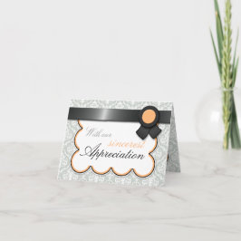 Orange & Grey Damask Elegant Merci Cartes