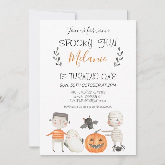 Orange Grey Halloween Invitation Anniversaire (Devant)
