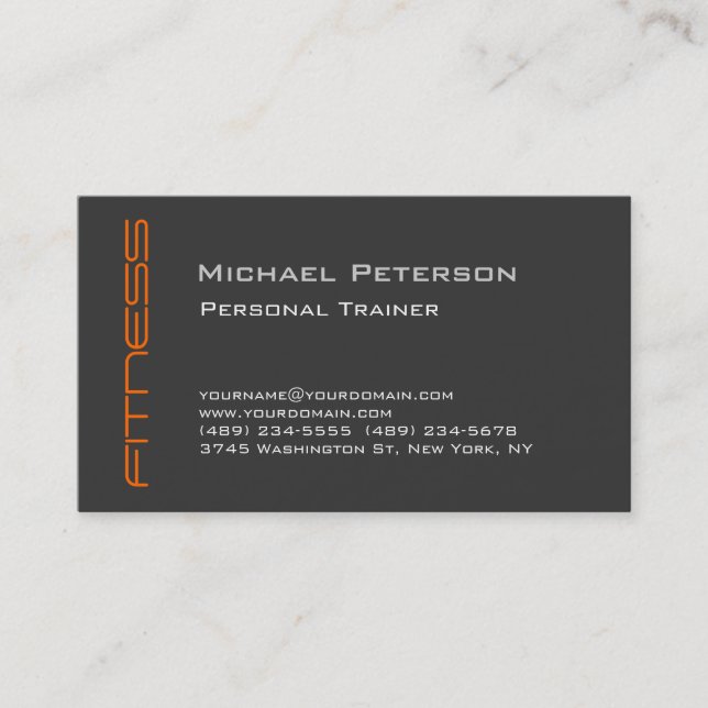 Orange Grey Personal Trainer Sport Carte de visite (Devant)