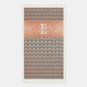 Orange & Grey Polka Dot Pattern Monogramm Serviette
