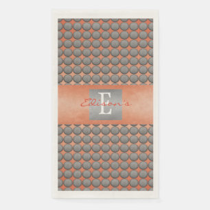 Orange & Grey Polka Dot Pattern Monogramm Serviette
