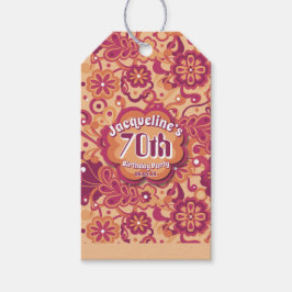 Orange Groovy Psychedelic 60s 70s Floral Birthday Geschenkanhänger