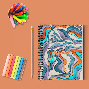 Orange Groovy Retro Zurück zu Schulnamen Sketchboo Notizbuch