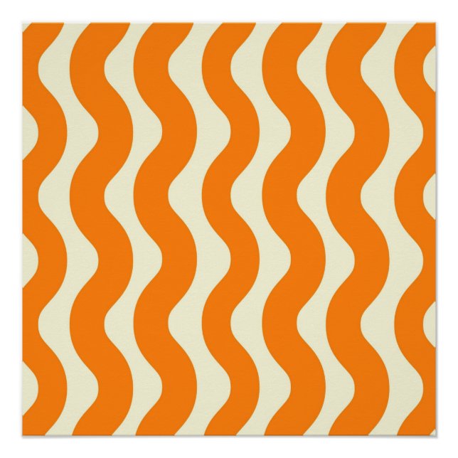 Orange Groovy Wavy Stripe Abstrakt Moderner Frühli Poster (Vorderseite)