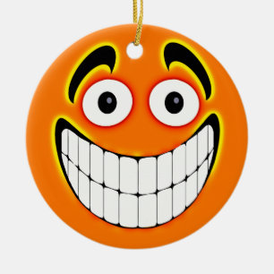 Orange großes Grinsen-Gesicht Keramikornament