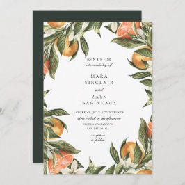 Orange Grove Botanical Citrus Frame Wedding Einladung