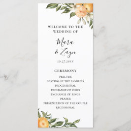 Orange Grove Citrus Botanical Wedding Programm