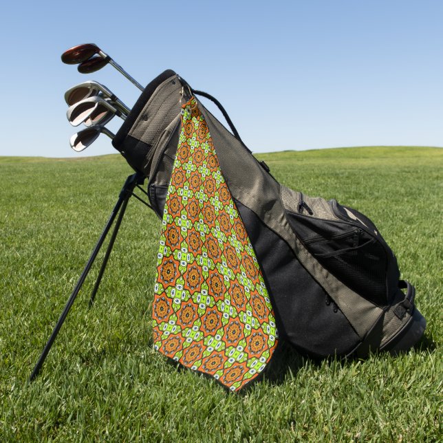 Orange, grün und blau gemustert  golfhandtuch (Gras)