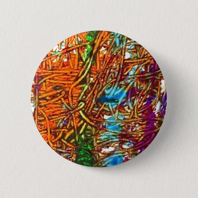 Orange, Grüne, Blaue, Lila Marmor-Kunstwerke Button (Vorderseite)