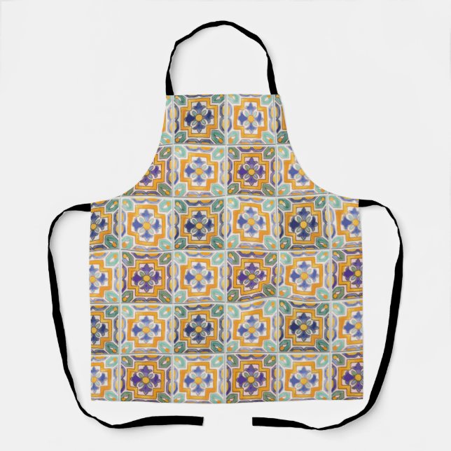 Orange-grüne blaue Tile-Schürze Schürze (Vorderseite)