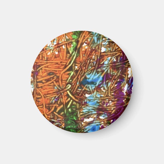 Orange, Grüne, Blaue, Violette Marmorkunst Magnet (Vorne)