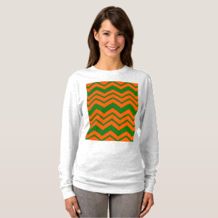 Orange Grüne Chevron-Zickzack-Design  T-Shirt