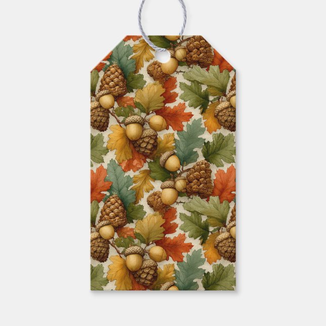 Orange Grüne Pinecones Geschenkanhänger (Vorderseite)