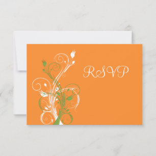 Orange, Grüne, Weiße Blumen-RSVP-Karte RSVP Karte