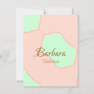 Orange grüner Pastell Boho Namen hinzufügen Ort ru Postkarte