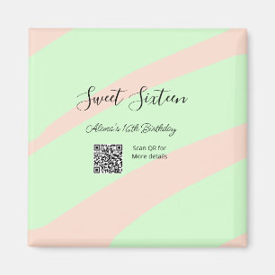 Orange grüner Pastell QR Sweet Sixteen Geburtstag  Magnet