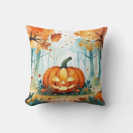 Orange grünes Wasser Farbe Herbst Pumpkins Wald Kissen