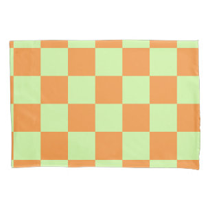 Orange Grünes Zitrus-Karo-Karo-Muster Kissenbezug