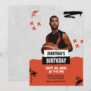 Orange Grunge Foto Geburtstag Einladung