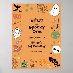 Orange Gruselige Eins Halloween 1. Geburtstag Will Poster