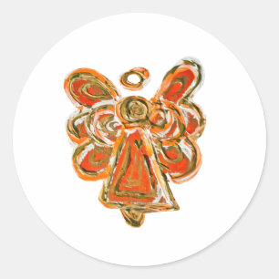 Orange Guardian Angel Art Decal Stickers