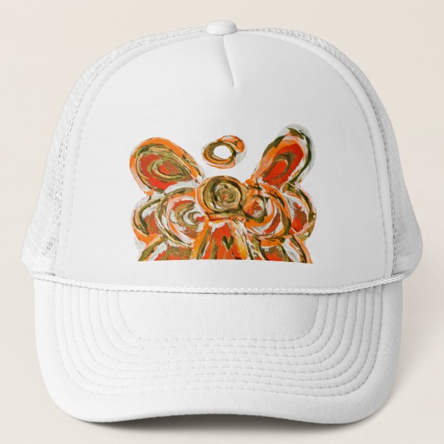 Orange Guardian Angel Custom Art Cap oder Hat Truckerkappe (Vorderseite)