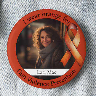 Orange Gun Violence Prevention Awareness Photo Button
