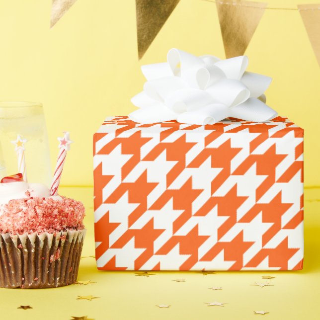 Orange Hahnentrittmuster Geschenkpapier (Geburtstagsparty)