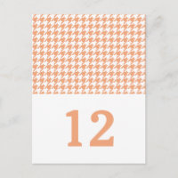 Orange Hahnentrittmuster Tischnummer Postkarte