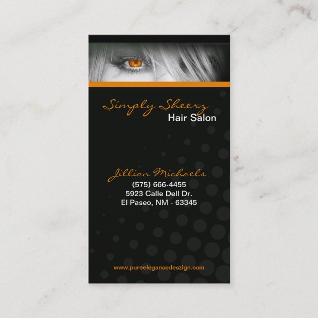 Orange Hair Salon Beauty Shop Boutiq Business Card Visitenkarte (Vorderseite)