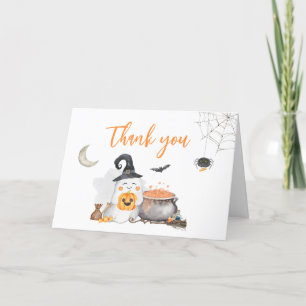 Orange Halloween Baby Brewing Baby Shower Dankeskarte