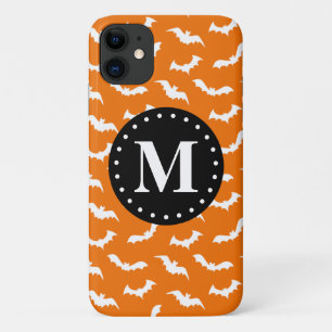 Orange Halloween Bat Pattern Black Monogram Case-Mate iPhone Hülle