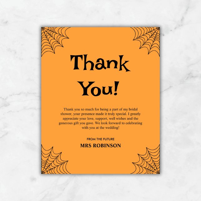 Orange Halloween Brautparty Dankeschön Karte (Budget Orange She Found Her Boo Halloween Bridal Shower Thank You Card  )