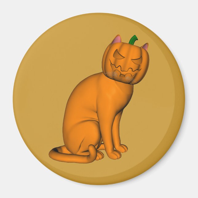 Orange Halloween Cat Magnet (Vorne)