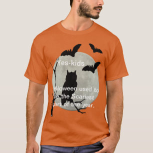 Orange Halloween Eule & Fledermäuse T-Shirt