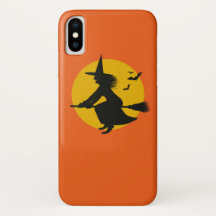 Orange Halloween Flying Witt Phone Case