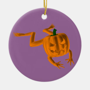 Orange Halloween Frosch Keramikornament