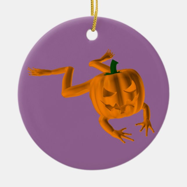 Orange Halloween Frosch Keramikornament (Vorne)